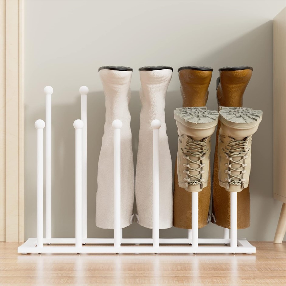 pickpiff Free Standing Shoe Racks - White Metal Boot Rack, Shoe Organizer f