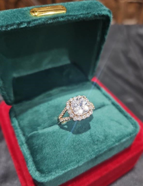 18K/Italy 2.5ct princess Cut Yellow Gold Filled Ring Warranty Quality-9US
