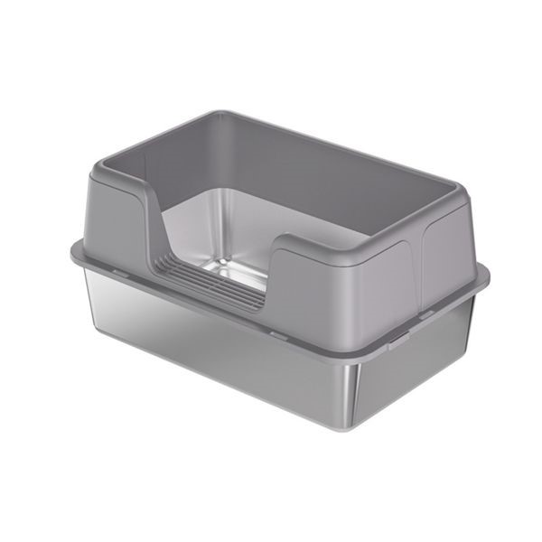 Stainless Steel High-Fenced Cat Litter Box