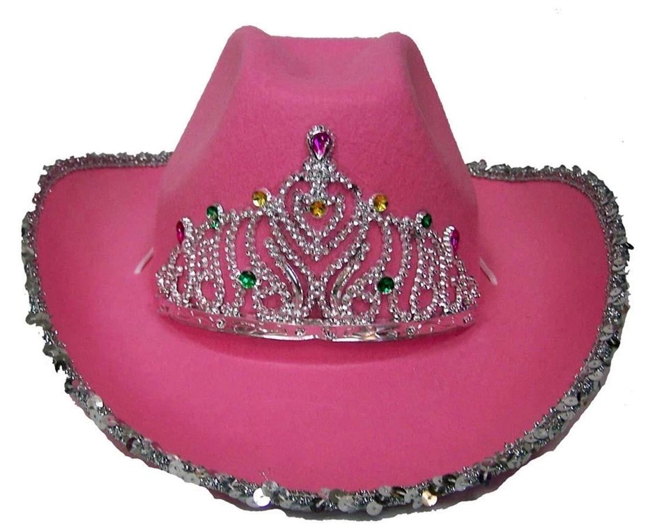 BENSONS TRADING Velvet Pink Cowboy Hat w Tiara
