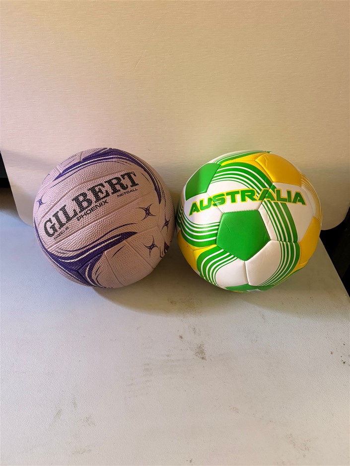 2x Sport Balls (1x GILBERT Training Netball,1x Australia Soccer Ball)