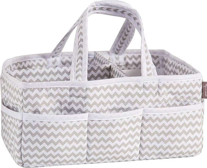 Trend Lab Dove Gray Chevron Storage Caddy, White