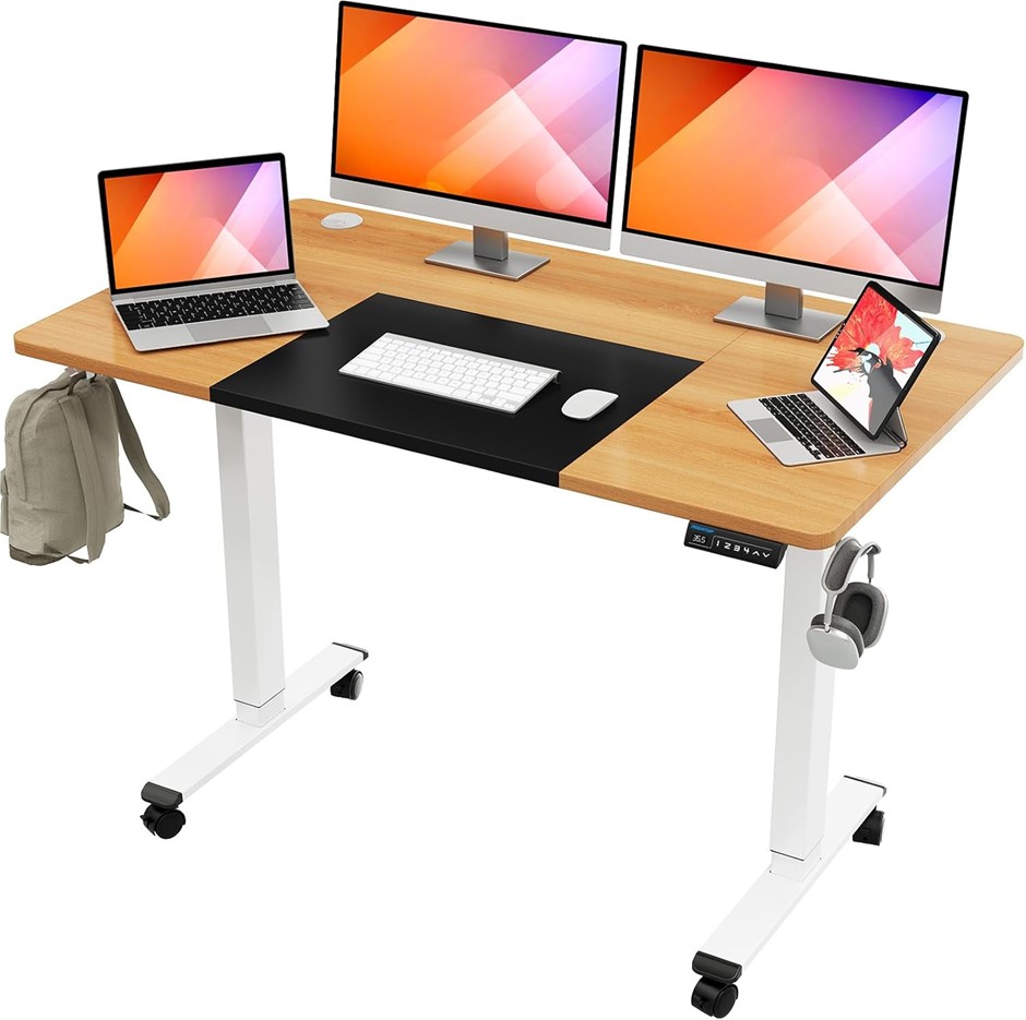 MOUNTUP Electric Sit Stand Desk, 140 x 70cm, Height Adjustable with Memory