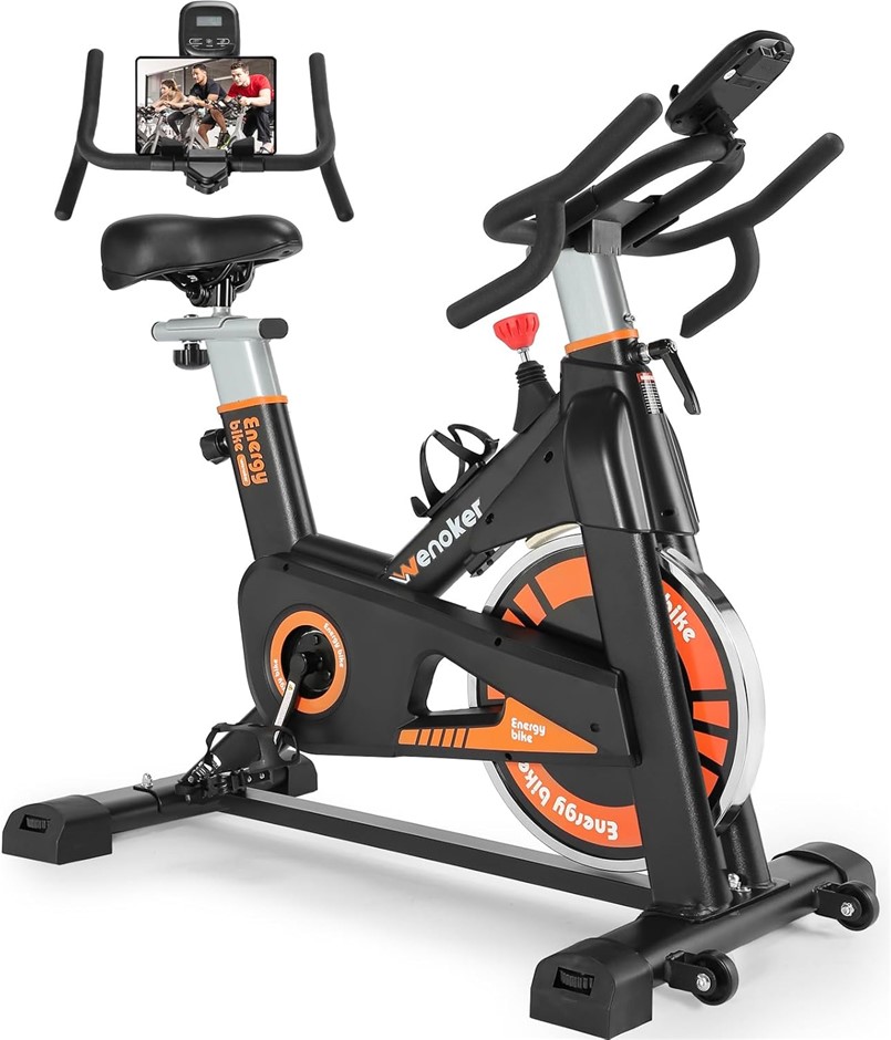 WENOKER Indoor Exercise Bike with Silent Belt Drive, Heavy Flywheel, Comfor