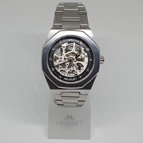 HEUGUET T70 Men's Skeleton Automatic Watch — Silver