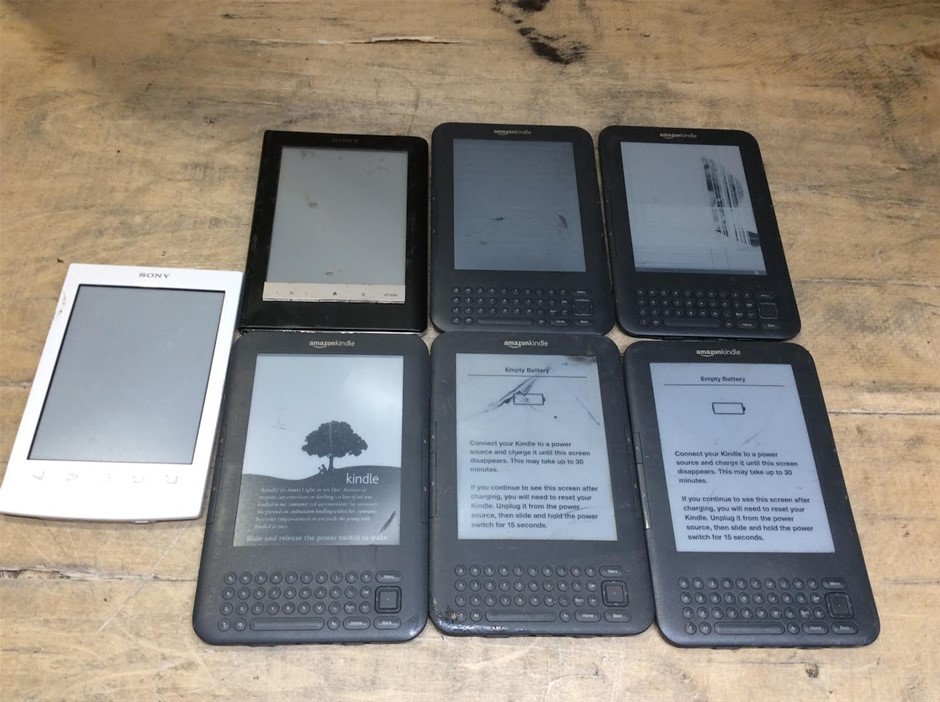 Amazon Kindle and SONY Mix Model E-Readers (Lot of 7)
