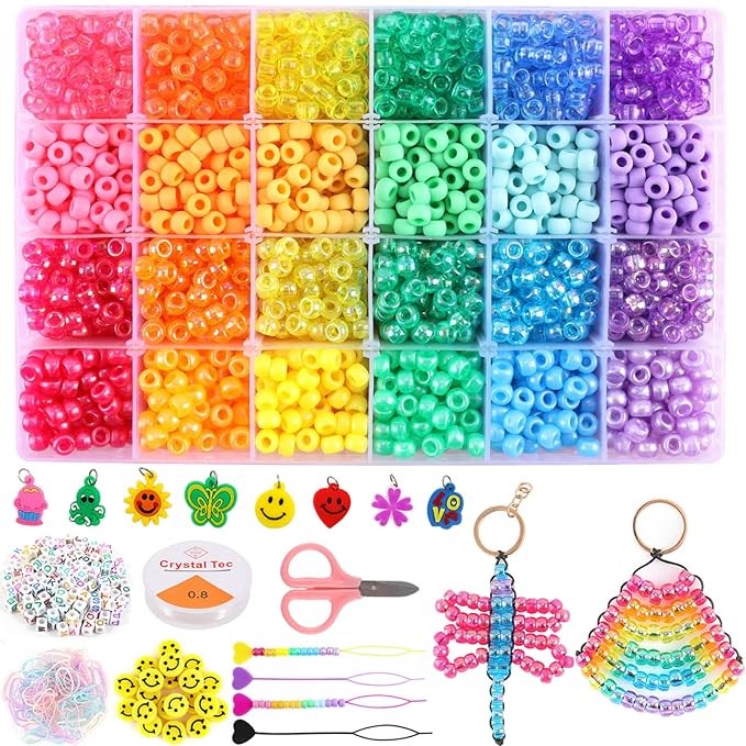 Miss Rabbit 3160+ Pcs Kandi Beads Kit for Bracelet Making, Rainbow Pony Bea