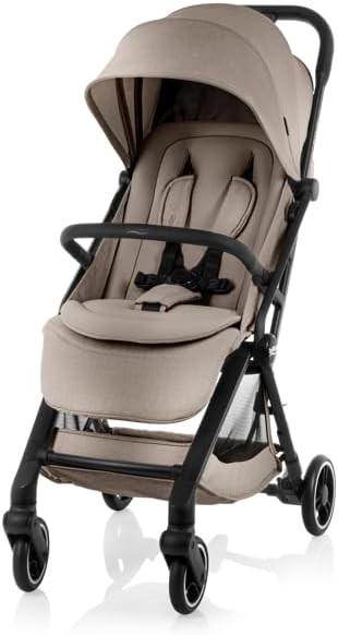 BRITAX Flylite Travel Stroller Teak, Cabin Size Compatible, One-Hand Auto F