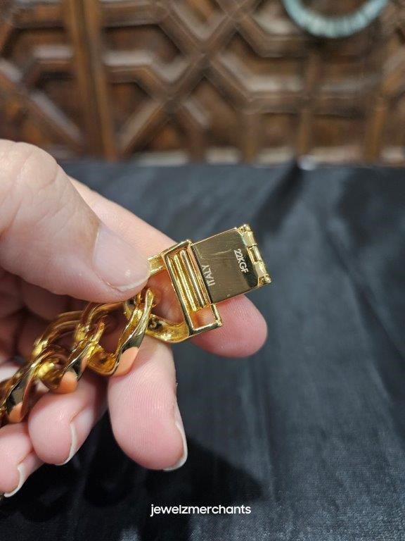 22K/Italy Stamped  Yellow Gold Filled  Bracelet -19CM-16MM-Bonus Gift