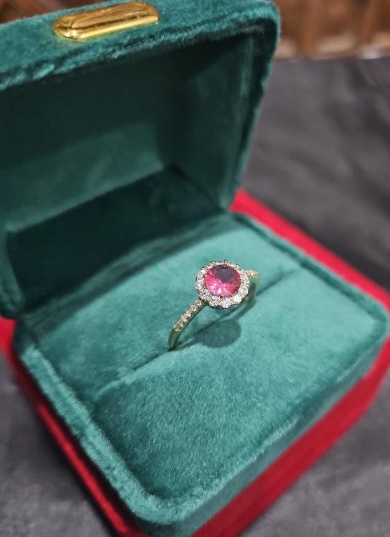 14K/Italy 1.0ct Ruby Stone Yellow Gold Filled Ring(stamped)-7US-Bonus Gift