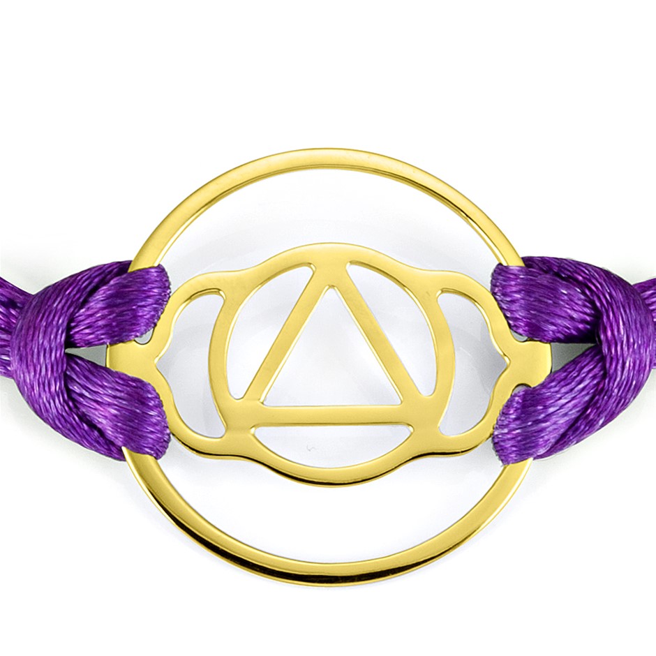 Solid 925 Sterling Silver & Gold Plated Chakra Bracelet - Crown Chakra
