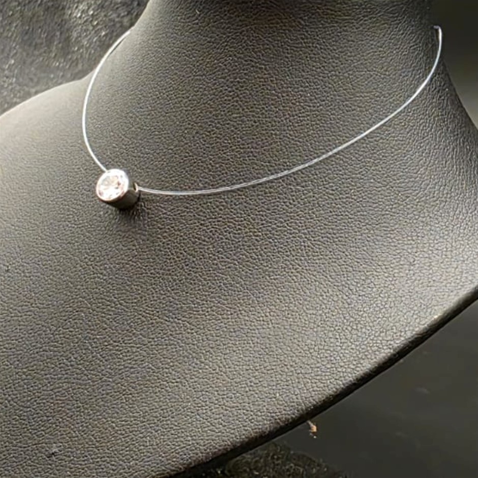 Designer Round Simulated Diamond Pendant (no necklace)