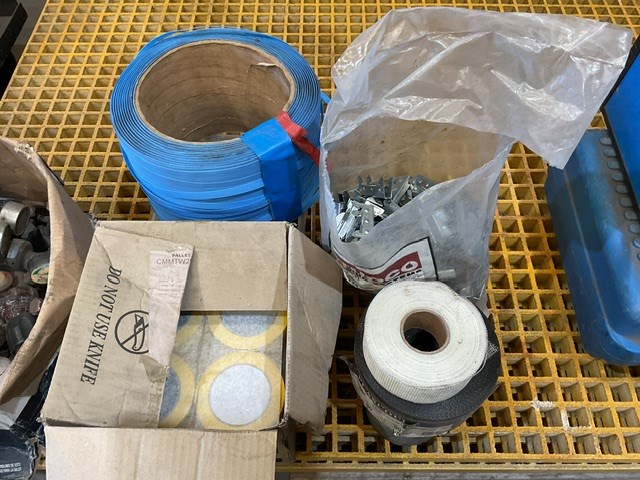<p>Assorted Masking Tape, Plastic Strap and Clips, Plascorse and Clips</p>