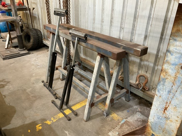 2 Steel Tressles And 2 RollOut Stands