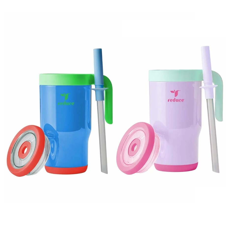 REDUCE Kids Chiller Go Insulated Cups, 414ml, Blue & Purple.