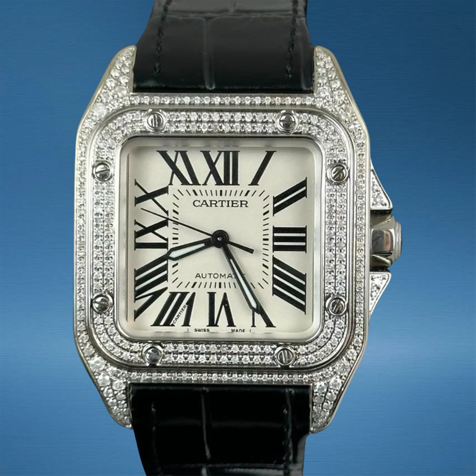 CARTIER SANTOS 100 33MM STAINLESS STEEL 2878 AUTOMATIC WXO & COA
