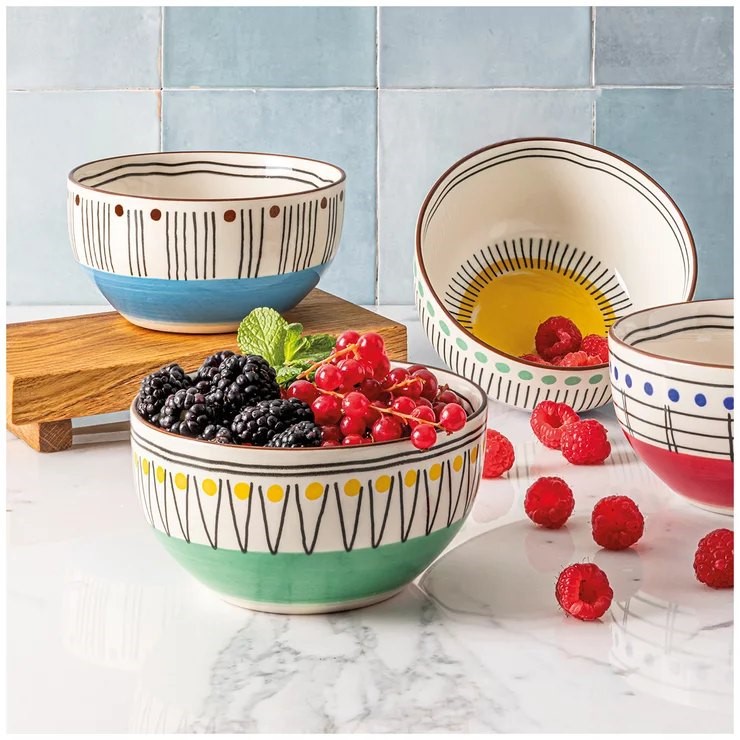 OVER&BACK Stardust Stoneware Bowls 6 Piece Set. NB: Damaged packaging, 1 x