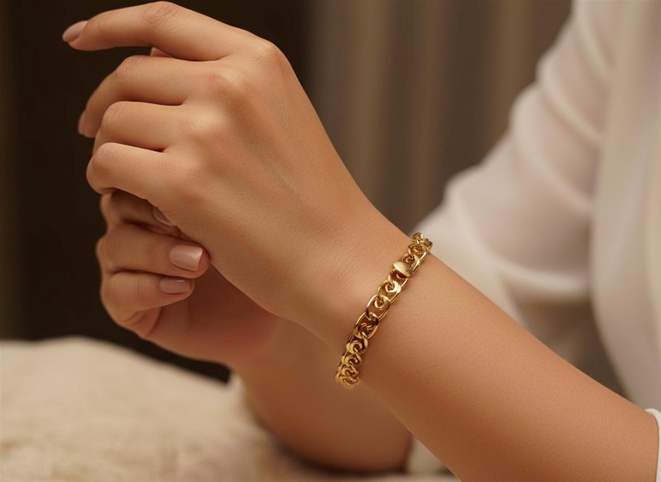 18k Stamped Yellow Gold Filled Bracelet-Quality Guarantee-19cm-6mm