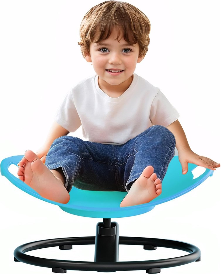 Sensory Swivel Chair, Spinning Chair for Autism Kids with Grips (Blue).