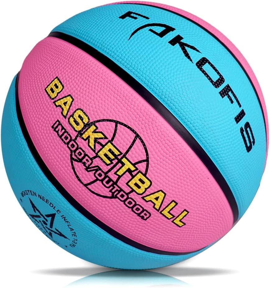 FAKOFIS Kids Basketball for Play Games Indoor Backyard, Colour: Blue/Pink.