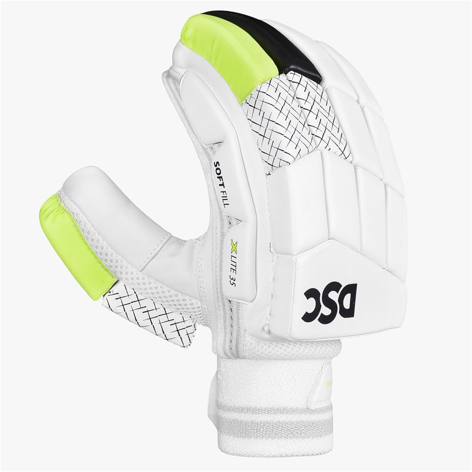 DSC Xlite 35 Cricket Batting Gloves | Color: White | Size: Junior, Left Han