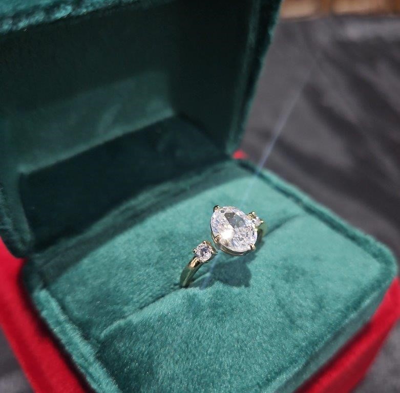 14K/Italy 3.0ct Oval Cut Yellow Gold Filled Ring(stamped)8US