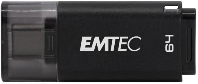 Emtec D400 64GB USB 3.2 Type-C Flash Drive, Purple/Black