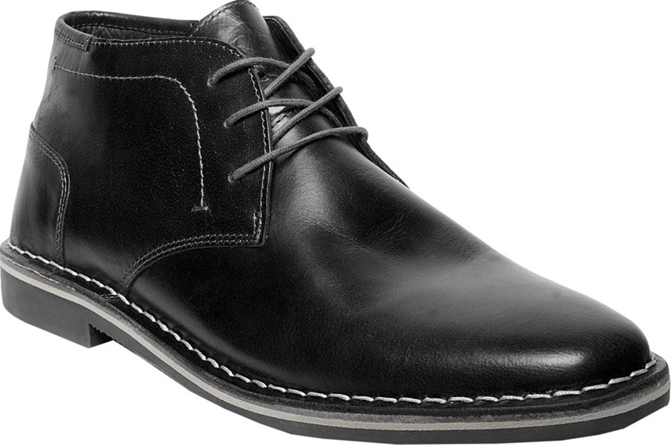 STEVE MADDEN Men's Harken Chukka Boots, US9, Black Leather, 017090. Buyers
