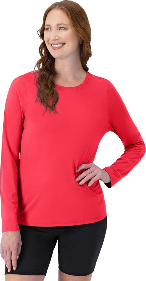 HANES Women's Sport Cool Dri Performance Long Sleeve Tee, Medium, Razzle Pi