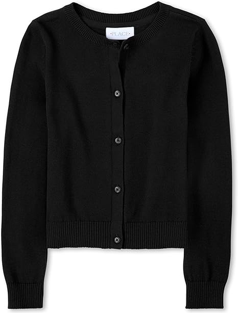 THE CHILDREN'S PLACE Girls Basic Cardigan, Size XL, Black, 20444220005. RRP