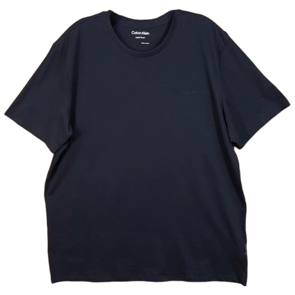 CALVIN KLEIN Men's Liquid Script Tee, Size XL, 100% Cotton, Navy/DarkSapphi