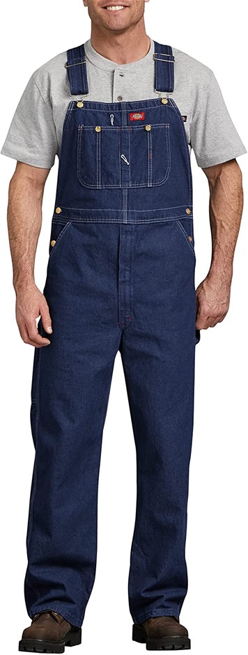 DICKIES Men's Indigo Bib Overall, Size 36W x 30L, Blue, DB100RNB. Buyers N