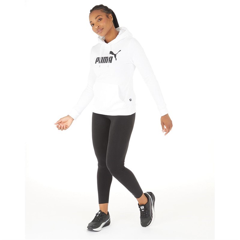 PUMA Women's Essential Cropped Logo Fleece Hoodie, Size L, White, 58686902.