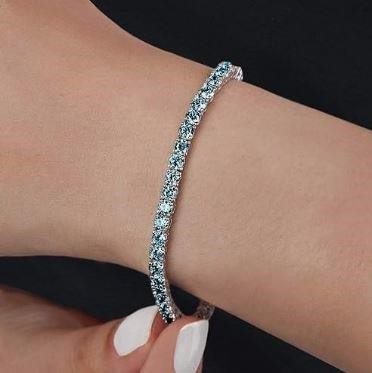 GRA Moissanite Blue Brilliant Cut stone Tennis Bracelet -S925-17.5cm-3mm