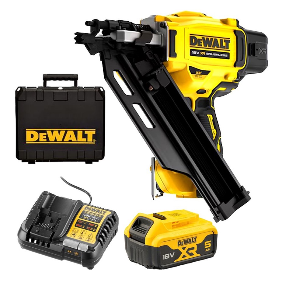 DeWALT 18V Li-ion XR Cordless Framing Nailer Combo Kit c/w 1 x 5.0Ah Batter