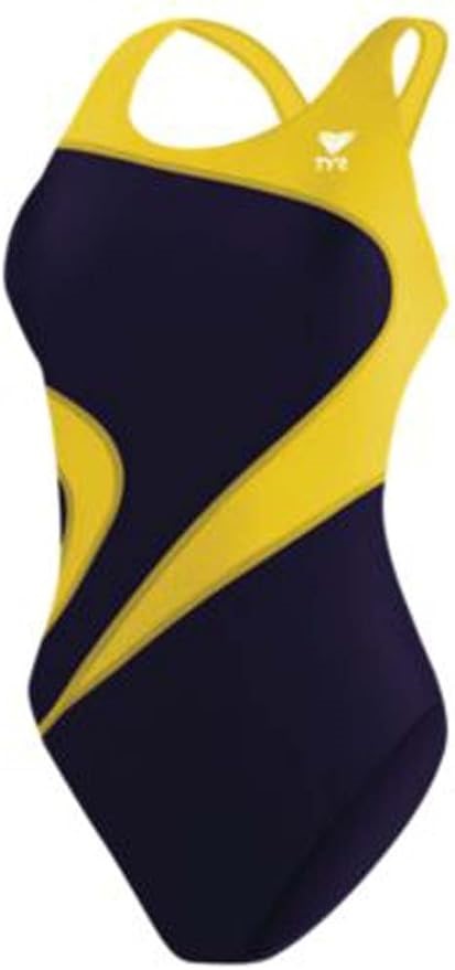 TYR Sport Women's Alliance T-Splice Maxfit Swimsuit, Size 34 (M), Navy/Gold