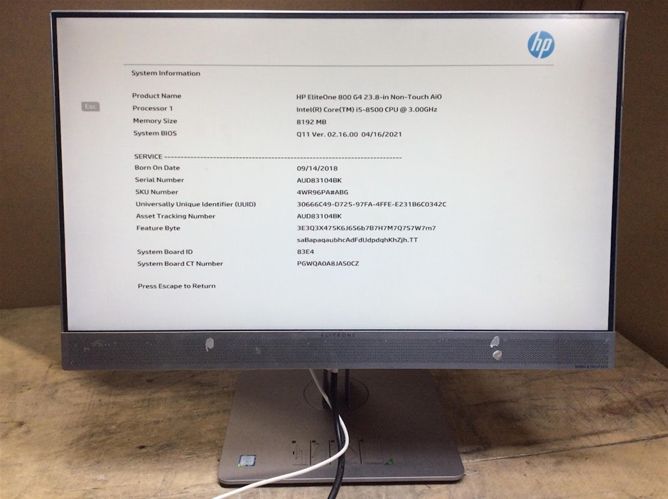 HP EliteOne 800 G3 i5-8500 8GB All-In-One PC