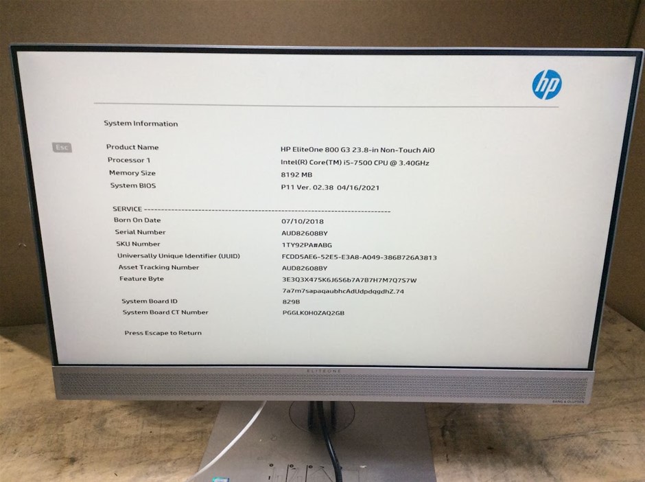 HP EliteOne 800 G3 i5-7500 8GB All-In-One PC