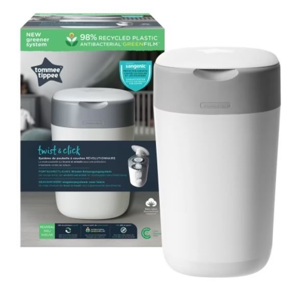 TOMMEE TIPPEE Twist & Click Nappy Disposal Unit, Cotton White. N.B: Damaged