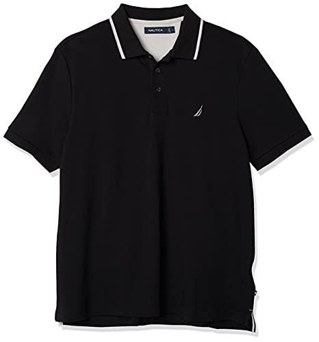 NAUTICA Classic Fit Short Sleeve Double Tipped Collar Polo Shirt, Size 2XL,