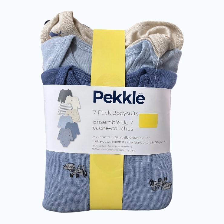 PEKKLE 7-Pack Bodysuits, Size 6m (00), Boys. Buyers Note - Discount Freigh