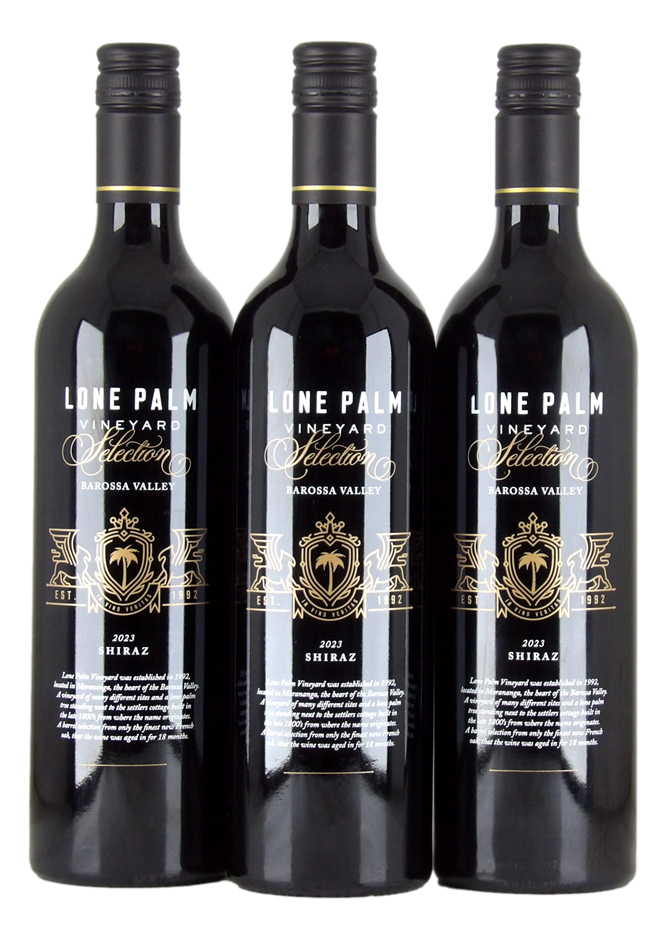 Lone Palm Vineyard Selection Shiraz 2023 (3x 750mL), SA.
