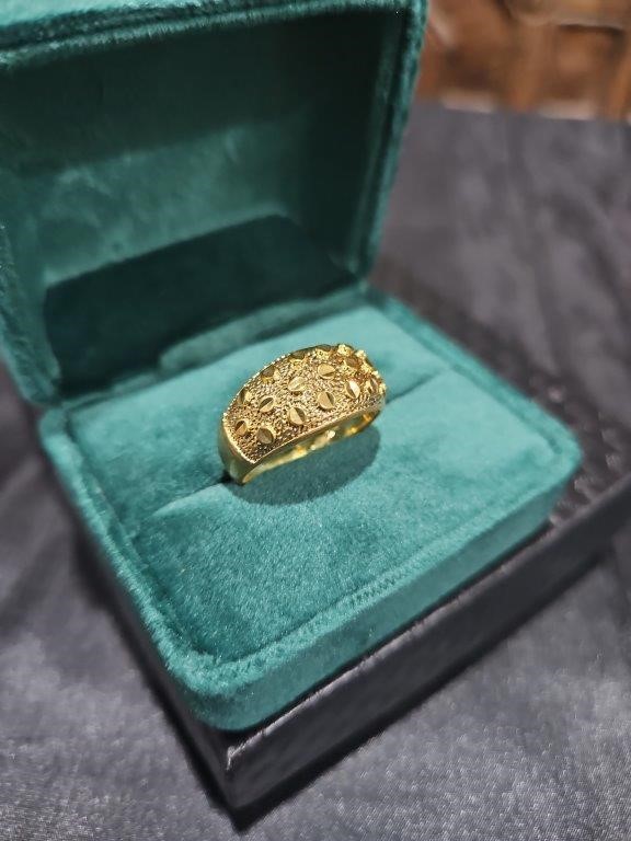 22K/Italy Yellow Gold Filled Ring(stamped 22K/Italy)Warranty Quality-Bonus