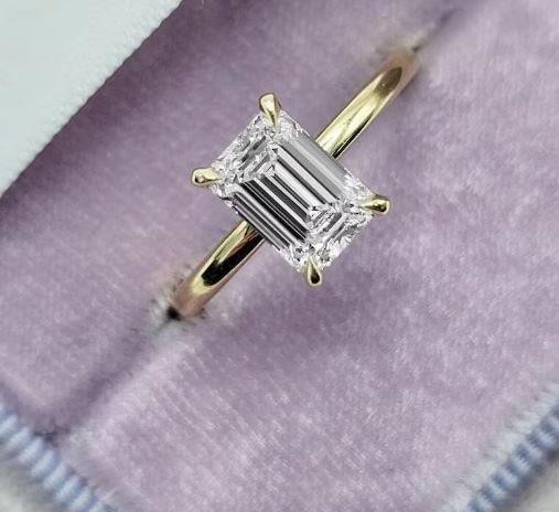 1.0ct GRA  Moissanite white  18k Solid Yellow Gold Vermeil Ring-adjustable