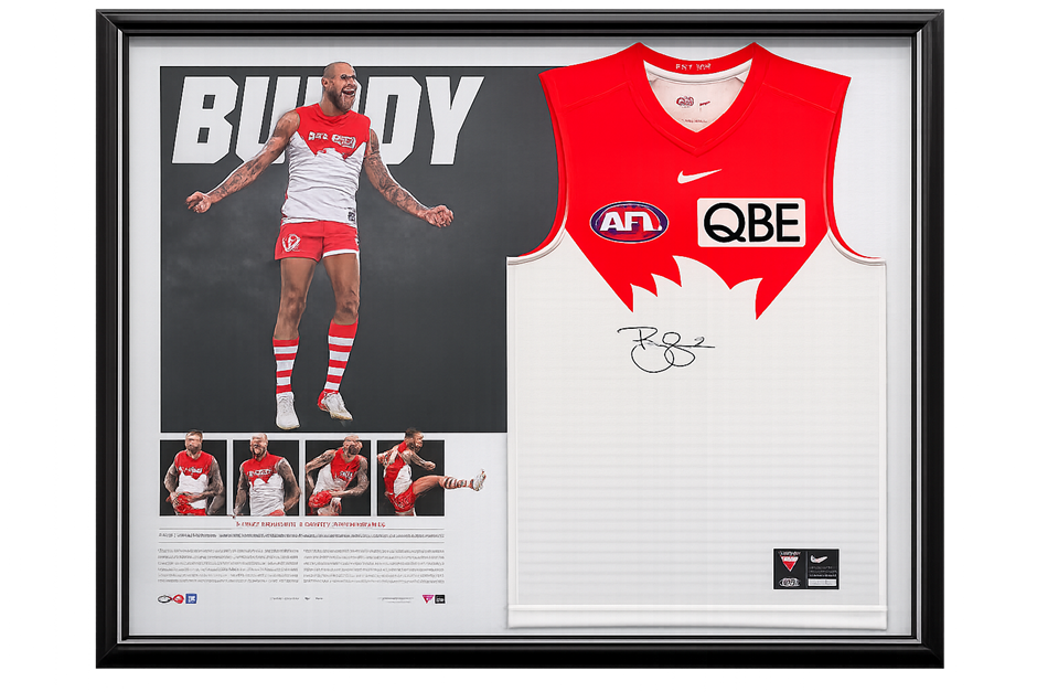 LANCE BUDDY FRANKLIN 1000 GOALS SIGNED GUERNSEY DISPLAY