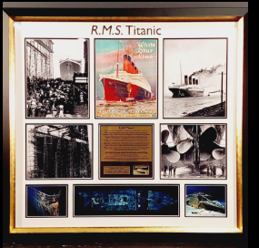 R.M.S. TITANIC GOLD LAYERED MEDALLION IN FRAMED DISPLAY