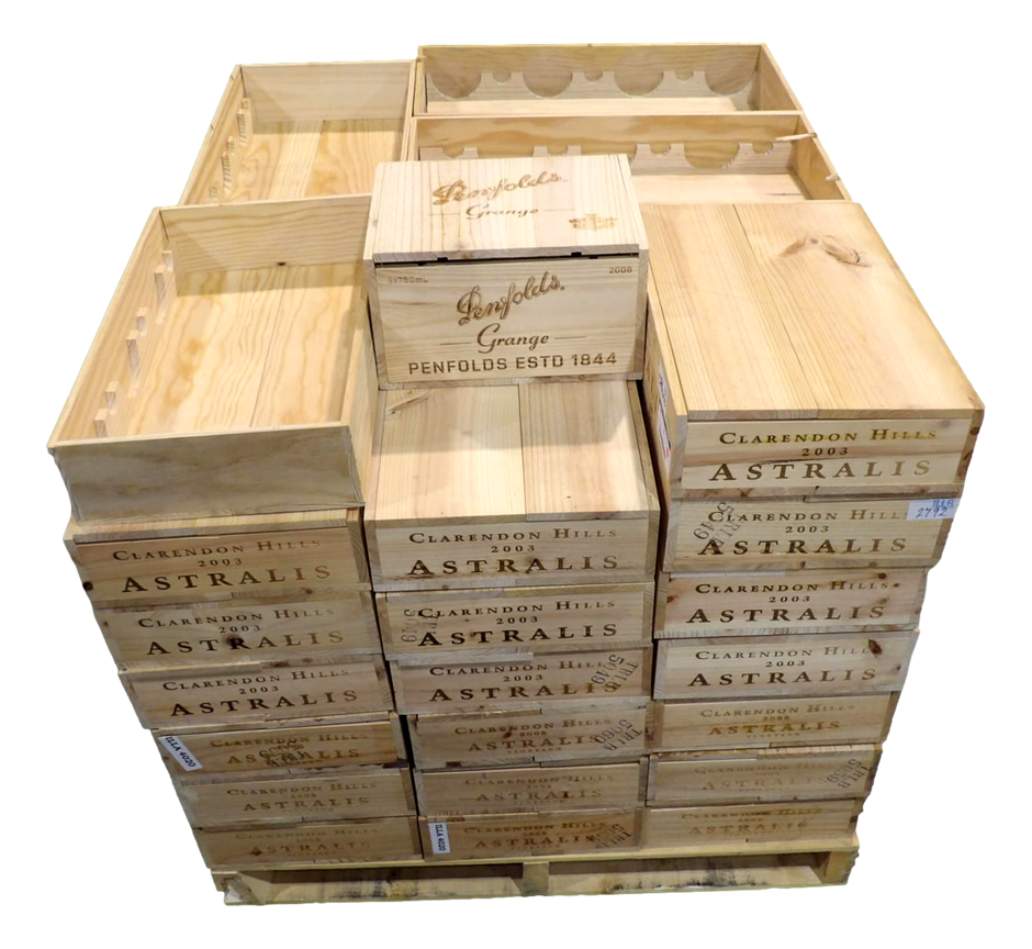 P/Up Plt of Empty Wooden Wine Boxes - Approx. 45x Boxes