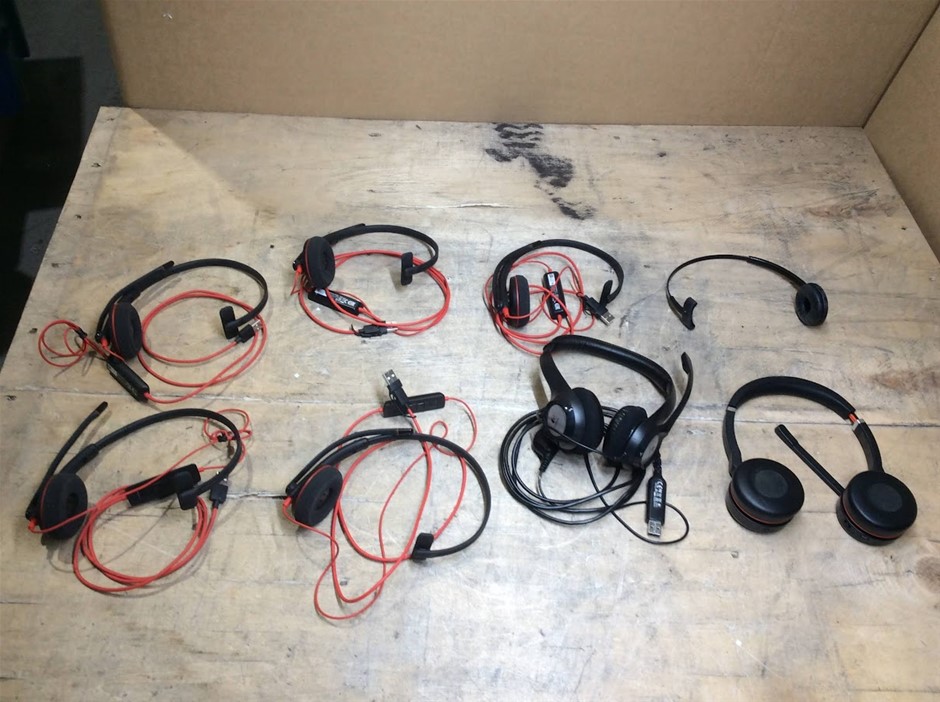 Plantronics C3210 USB Headset+Jabra Evolve 20 Stereo USB Headset (Lot of 8)