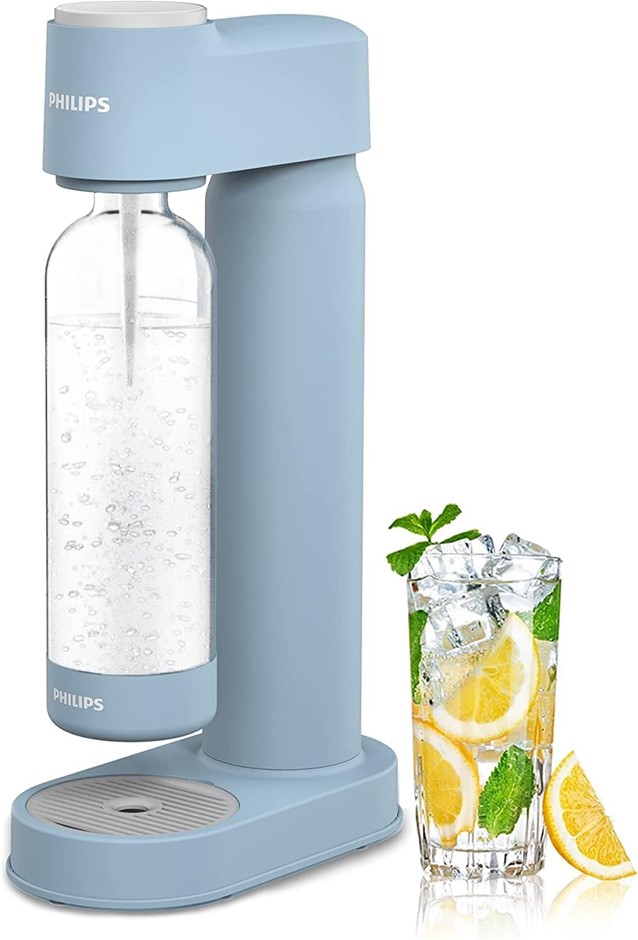 PHILIPS GoZero Sparkling Water Maker, Soda Maker w/ 1L PET Bottle, Blue, AD