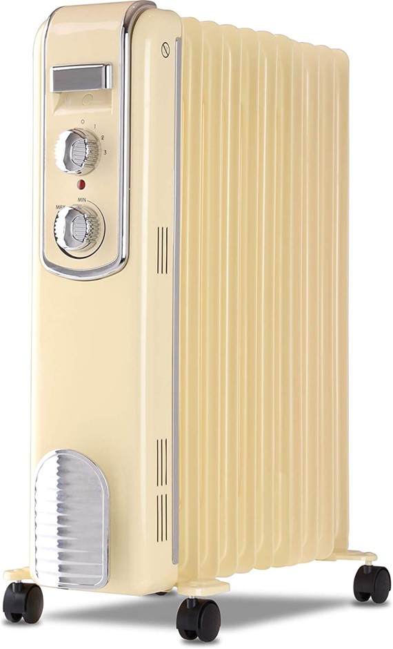 Goldair Oil Heater 11 Fin Retro, Cream. NB: minor use, no box.